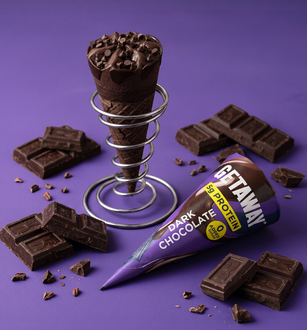 Dark Chocolate Ice Cream Cone - 10 Pack