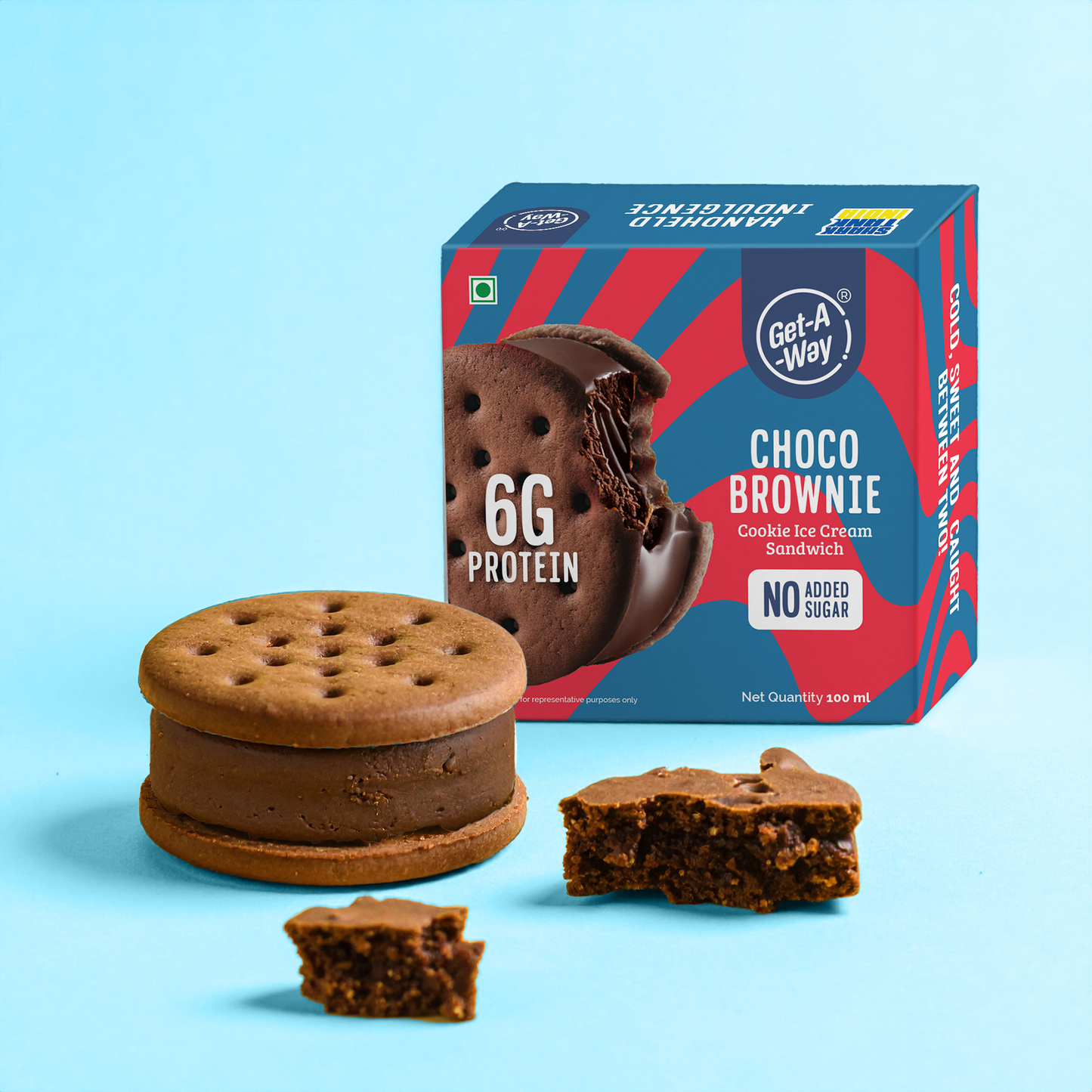 Choco Cookie Brownie Fudge Ice Cream Sandwich- 8 Pack