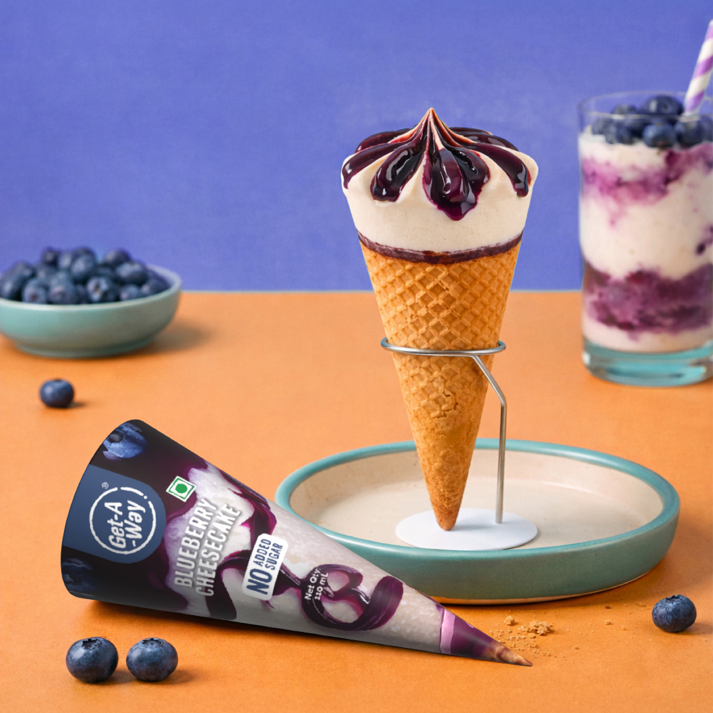 Blueberry Cheesecake Ice Cream Cone - 10 Pack