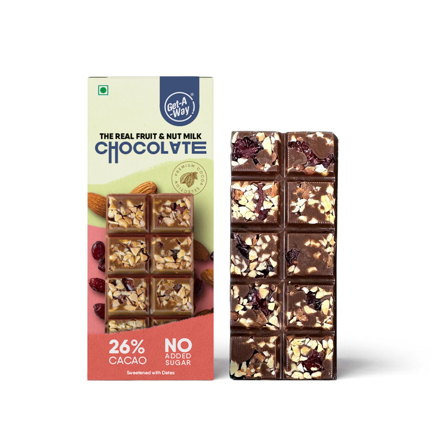 Fruit & Nut Milk Chocolate Bar | Zero Added Sugar